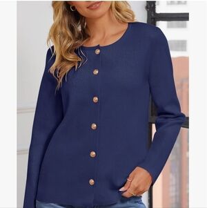 MEROKEETY Women's Button Down Knit Cardigan Sweaters  Crew Neck  NWT Size S